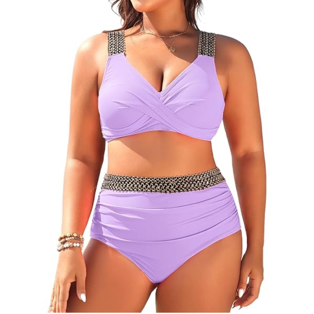 Lavender High-Waisted Bikini